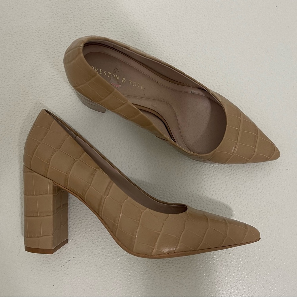 Chunky Nude Snakeskin Heel